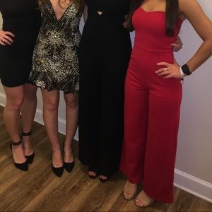 Lulus red strapless jumpsuit